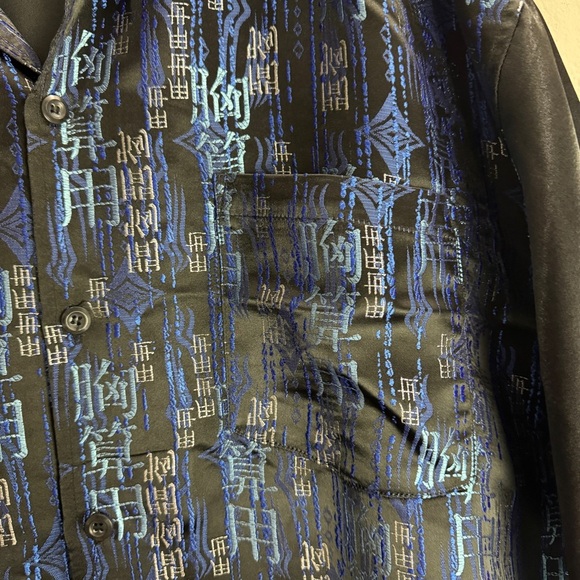 O In Pain Vintage Silky Button Up Asian Symbols Size XXXL - Picture 3 of 6